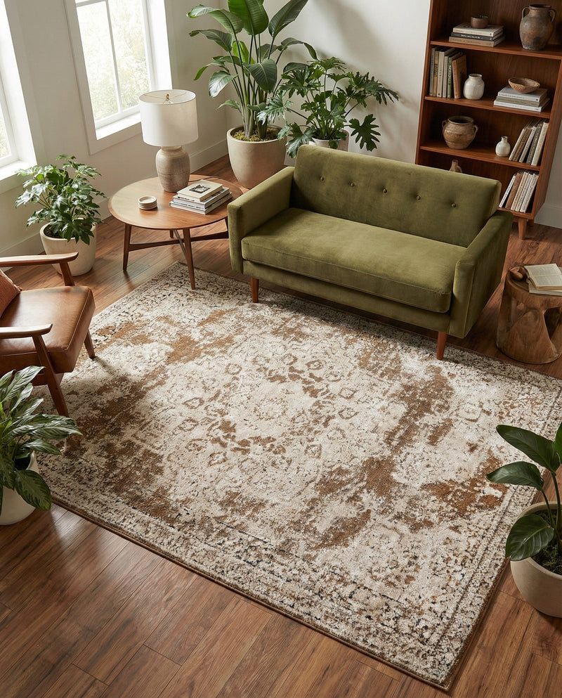 Coastal Manor Collection Area Rug -  Pelican Rectangle Khaki  lifestyle 28