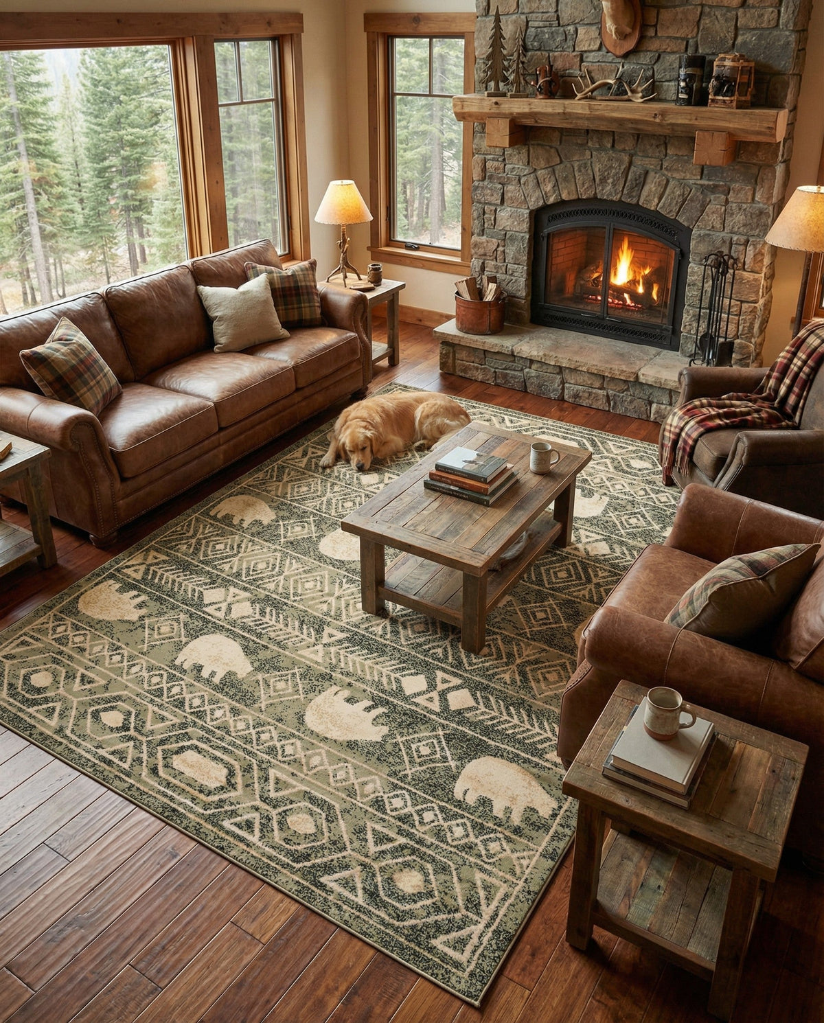 Frontier Trails Collection Area Rug -  Sedona Rectangle Green  lifestyle 39