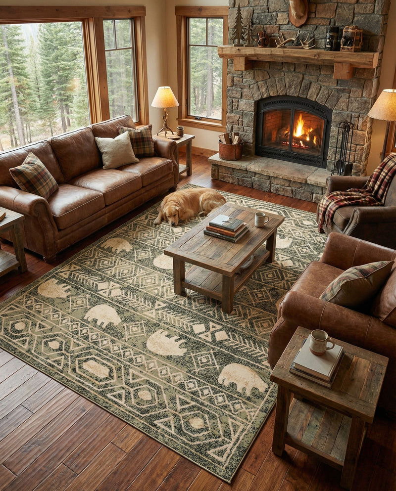 Frontier Trails Collection Area Rug -  Sedona Rectangle Green  lifestyle 39