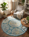 Arcadia Rugs Collection Area Rug -  Atlantis (Gray and Blue) Round Gray and Blue  lifestyle 54