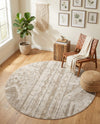 Cascade Range Collection Area Rug - Hood (Ivory) Round Ivory  lifestyle 72