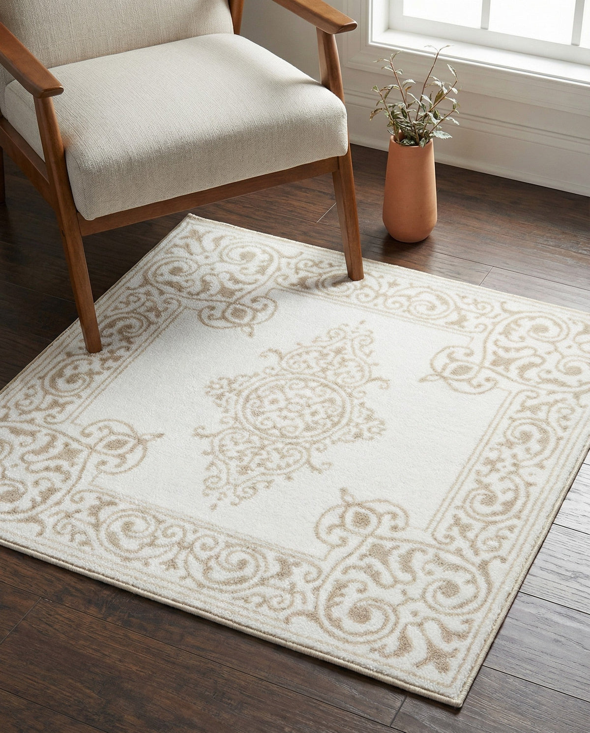 Sanctuary Retreat Collection Area Rug - Haven Square Snow White  lifestyle 126