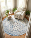 Savannah Elegance Collection Area Rug -  Tybee (Aqua Blue) Round Aqua Blue  lifestyle 68