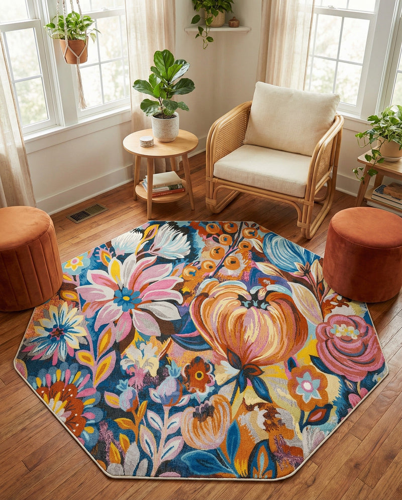 Meadow Breeze Collection Area Rug -  Daffodil Octagon Multi  lifestyle 54