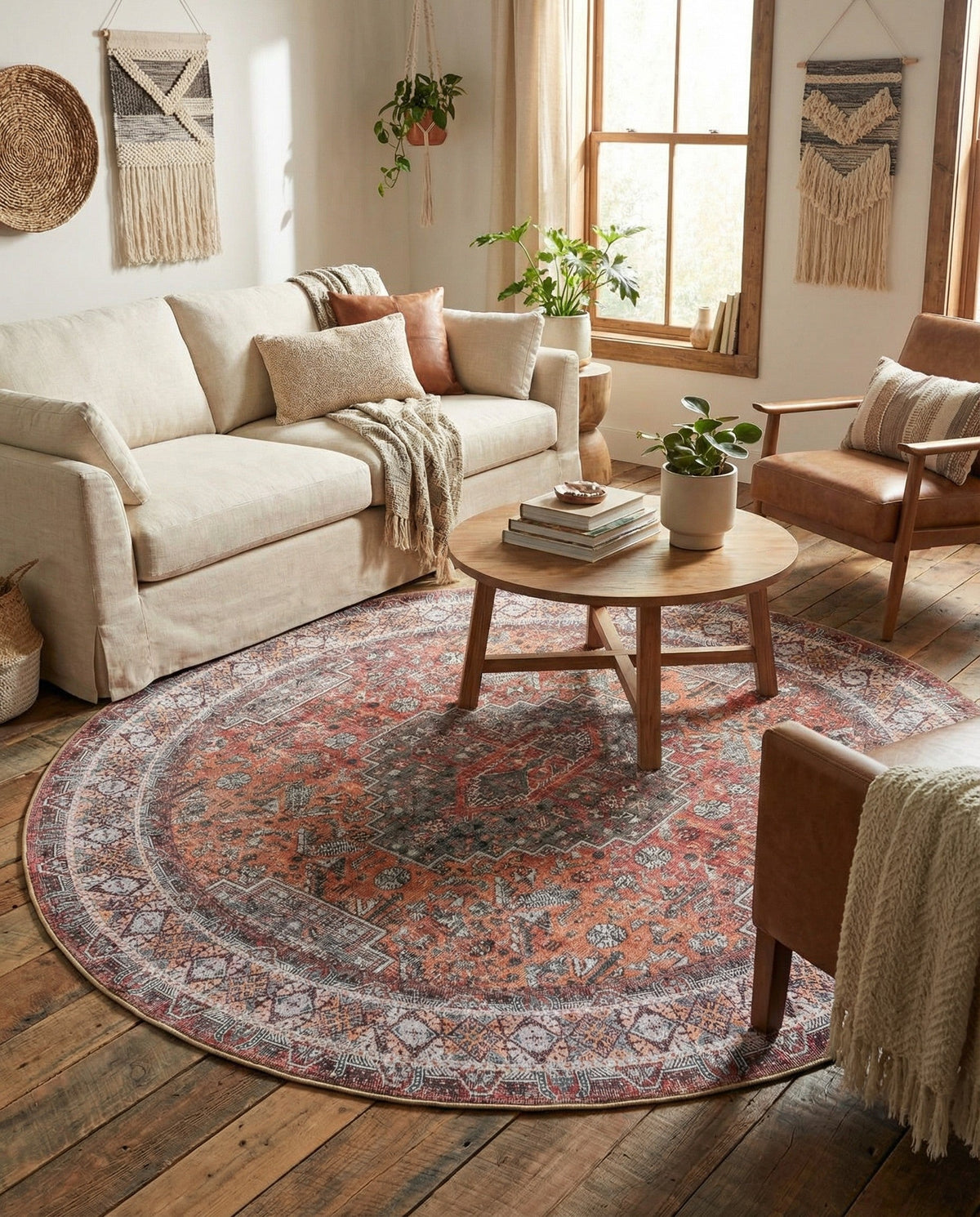 Heritage Elegance Collection Area Rug -  Uffizi Round Rust Red  lifestyle 70