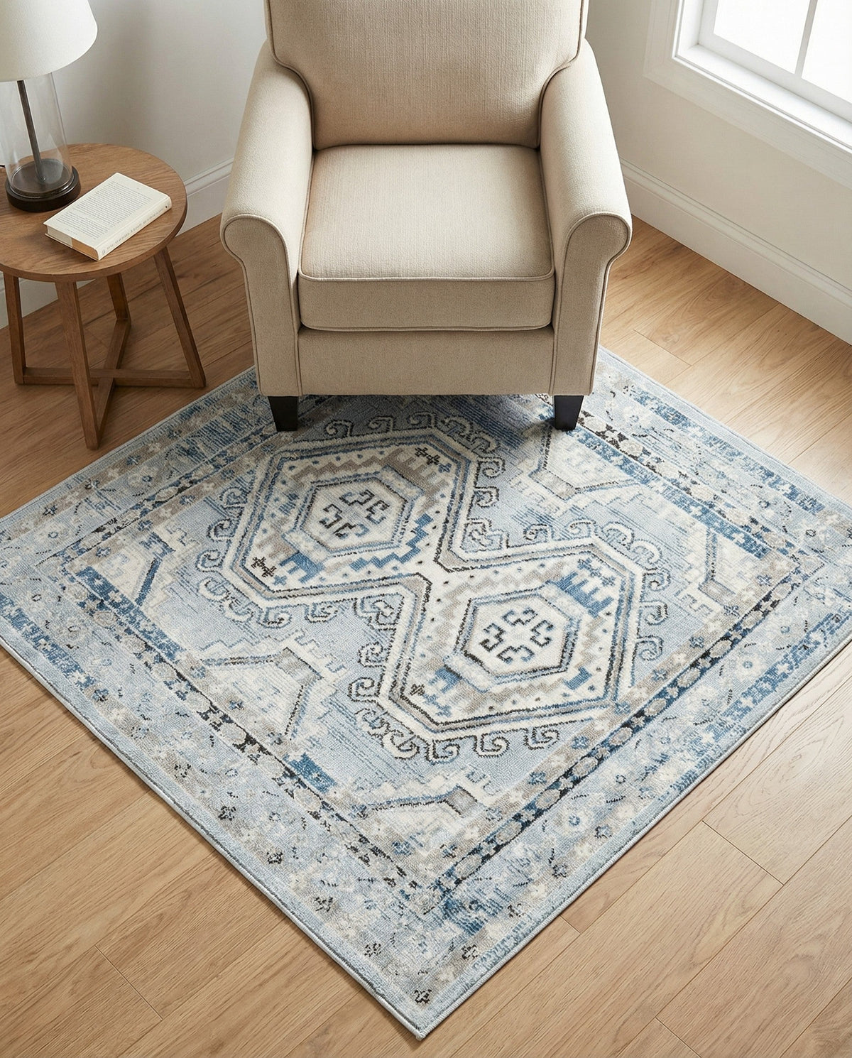 Savannah Elegance Collection Area Rug -  Tybee (Aqua Blue) Square Aqua Blue  lifestyle 93