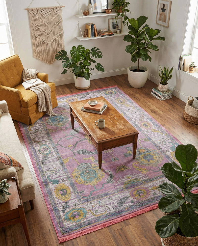 Arcadia Rugs Collection Area Rug - Eden (Pink) Rectangle Pink  lifestyle 12