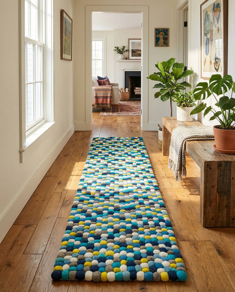 Woolen Sphere Collection Area Rug - Orbsburg (Blue) Runner Blue  lifestyle 61