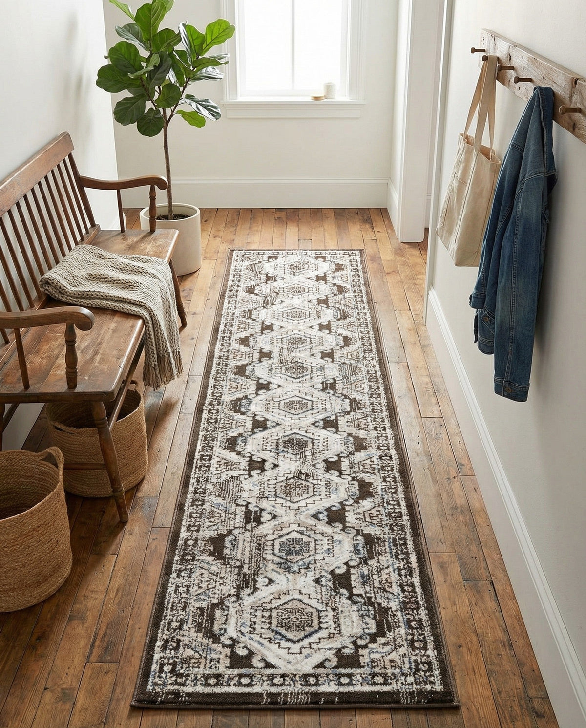 Savannah Elegance Collection Area Rug -  Tybee (Gray) Runner Gray  lifestyle 90