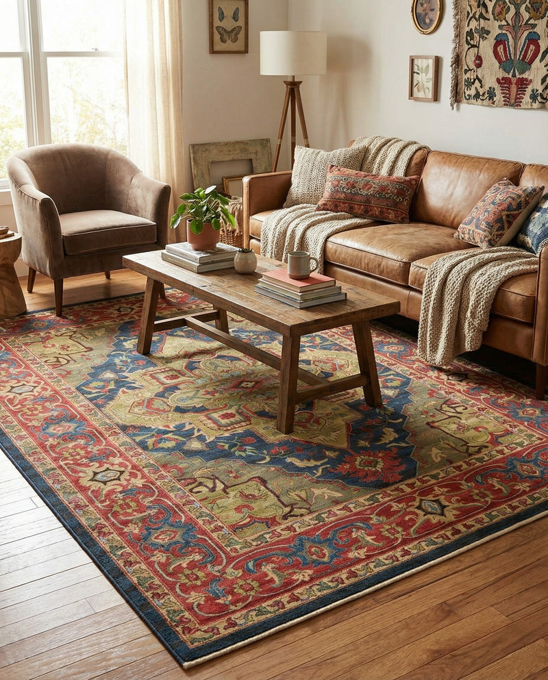 Persian Elegance Collection Area Rug -  Golestan Rectangle Navy Blue  lifestyle 45