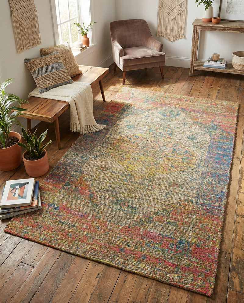 Savannah Threads Collection Area Rug - Sahara Rectangle Multi  lifestyle 36