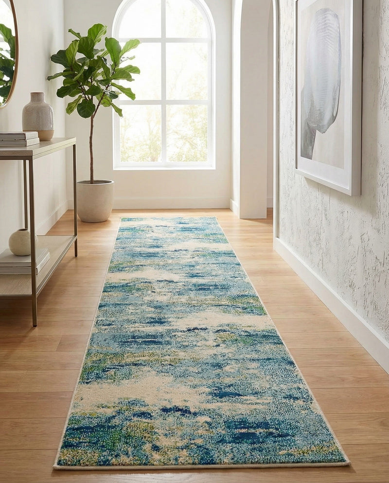 Chromatic Oasis Collection Area Rug -  Serene Runner Light Blue  lifestyle 37