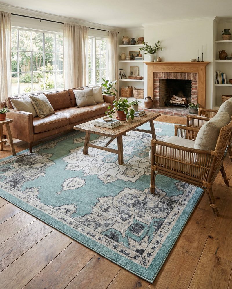 Beverly Grove Collection Area Rug - Melrose (Aqua) Rectangle Aqua  lifestyle 22
