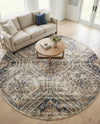 Coastal Manor Collection Area Rug -  Oceanfront Round Blue Beige  lifestyle 42
