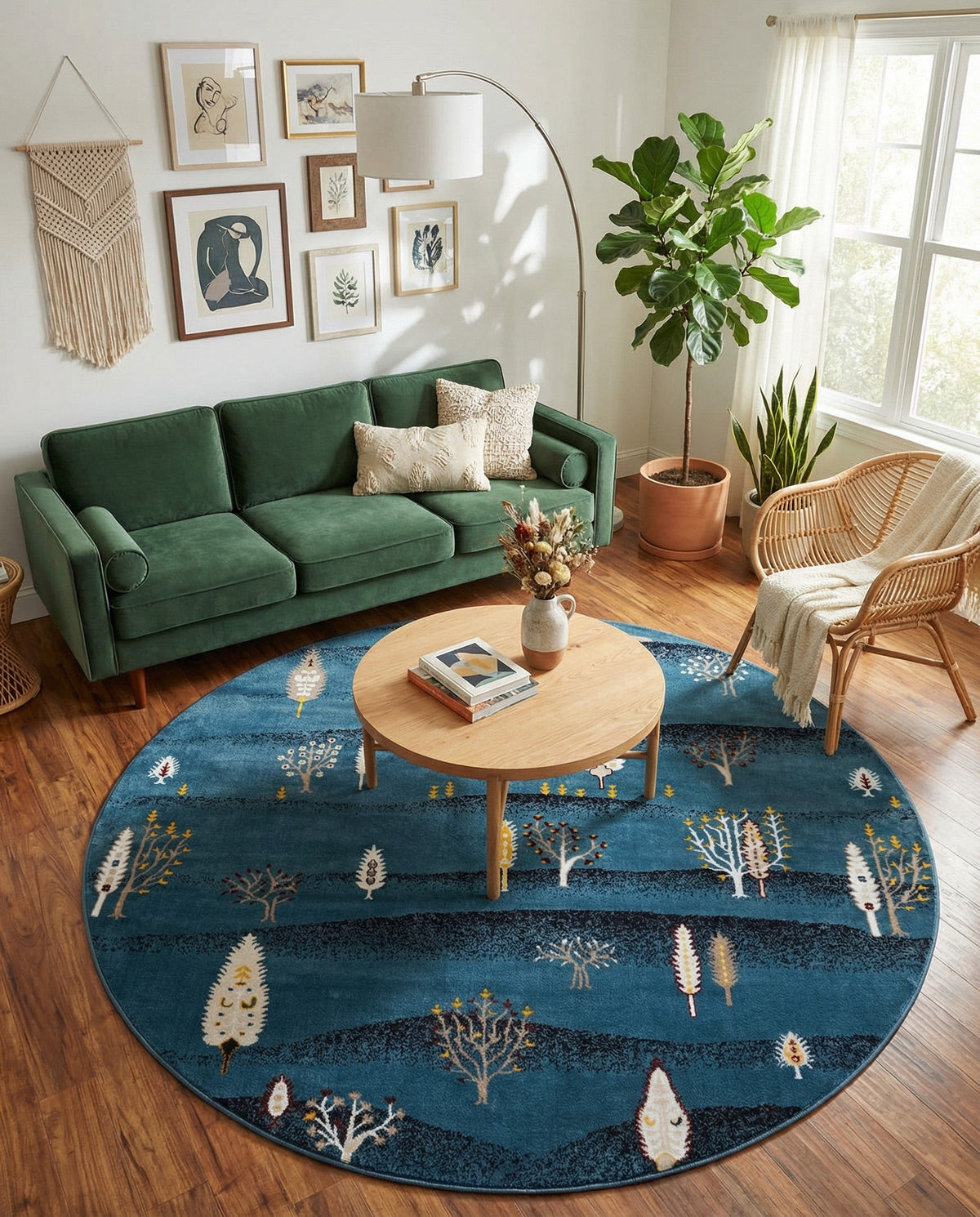 Coastal Haven Collection Area Rug -  Surfside Round Blue  lifestyle 128