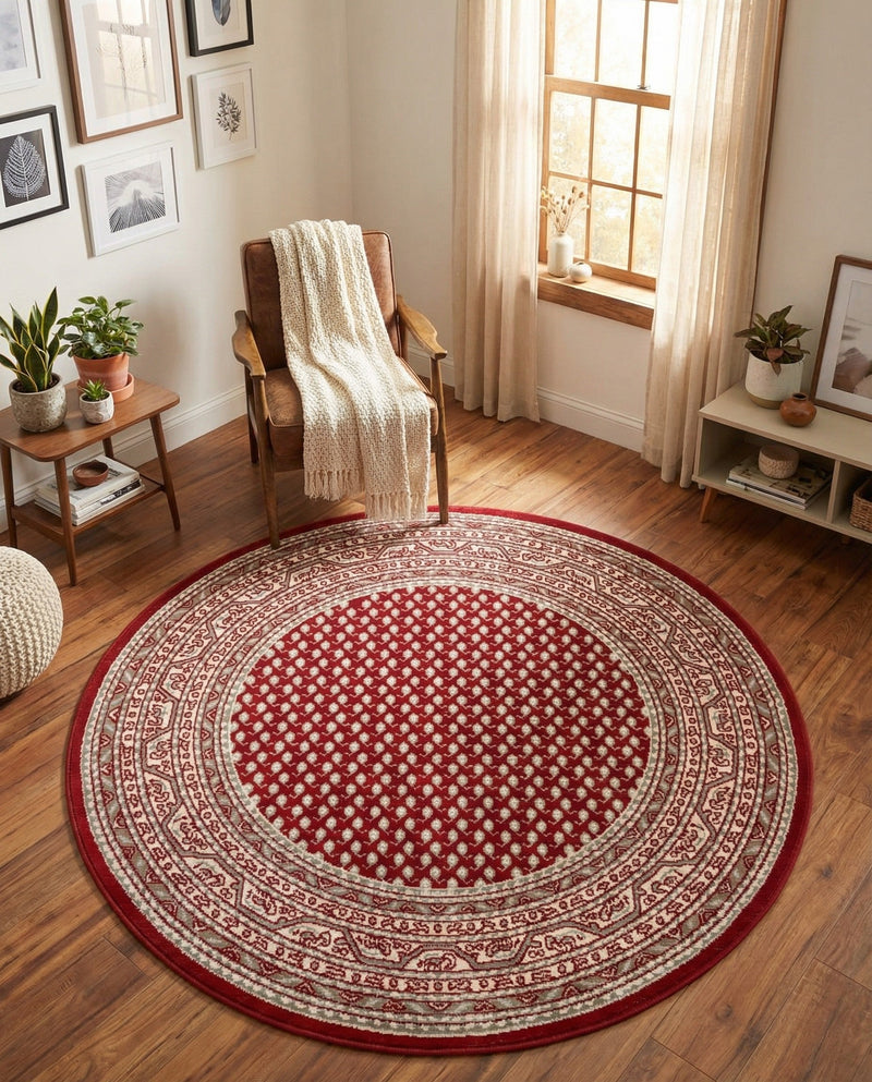 Soho Elegance Collection Area Rug -  Mercer (Red) Round Red  lifestyle 46