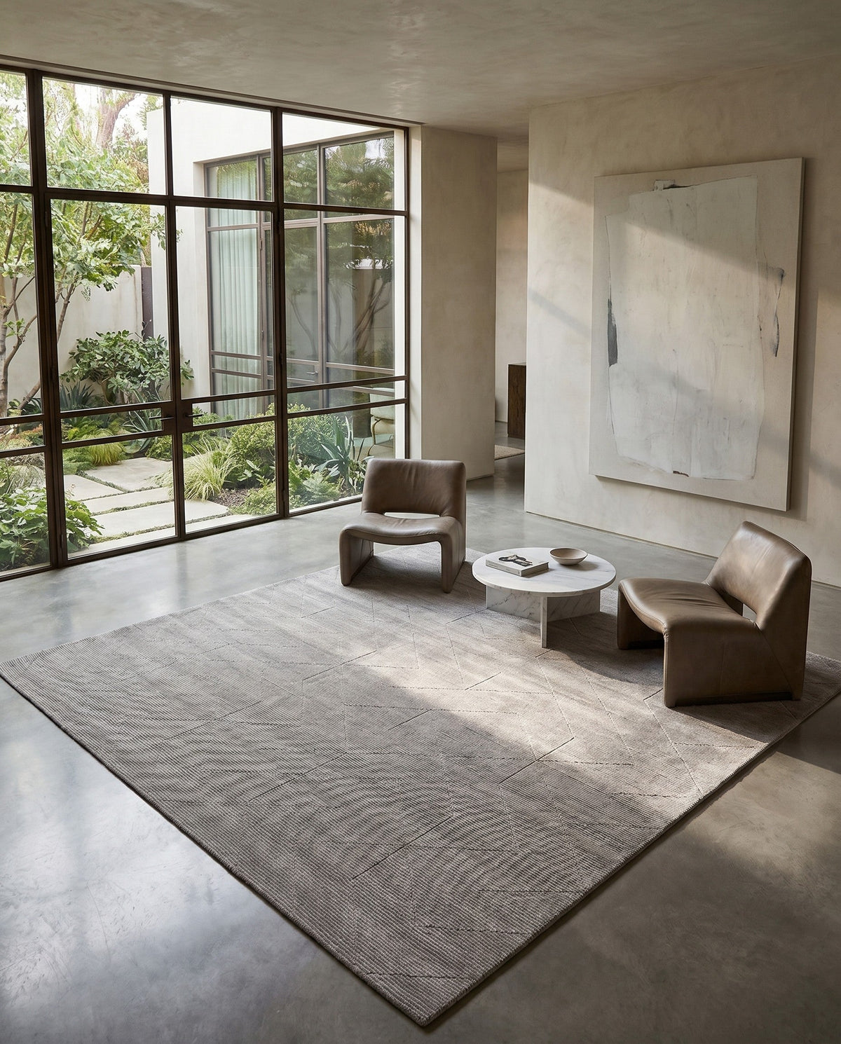 Nordic Loom Geometric Collection Area Rug - Oslo Square Steel gray  lifestyle 154