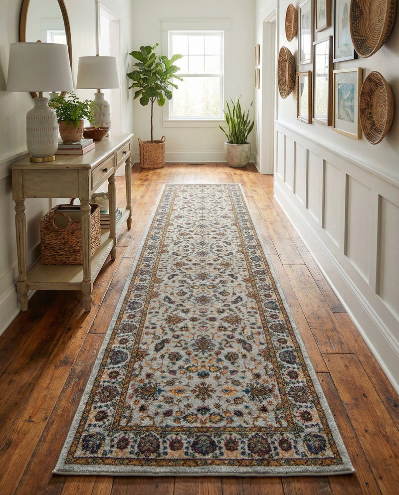 Casablanca Tapestry Collection Area Rug -  Marrakech (Cloud Gray) Runner Cloud Gray  lifestyle 51