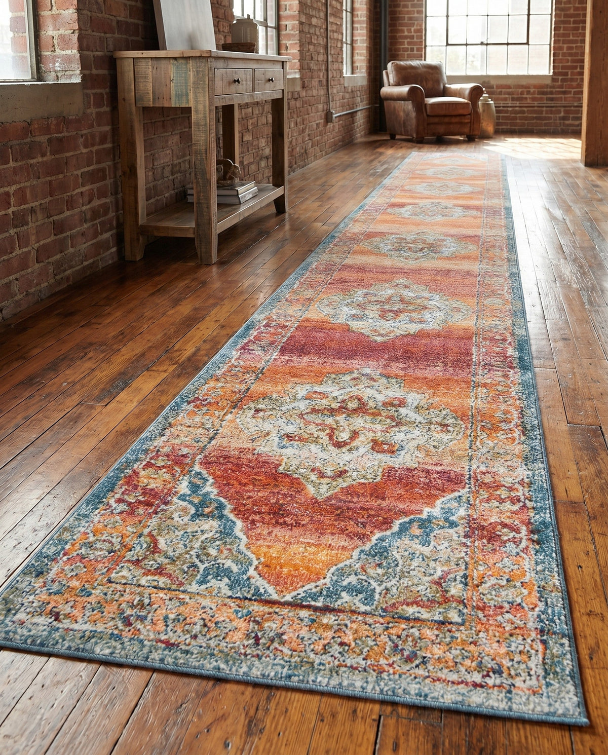 Savannah Soiree Collection Area Rug - Serengeti (Rust Red) Runner Rust Red  lifestyle 26