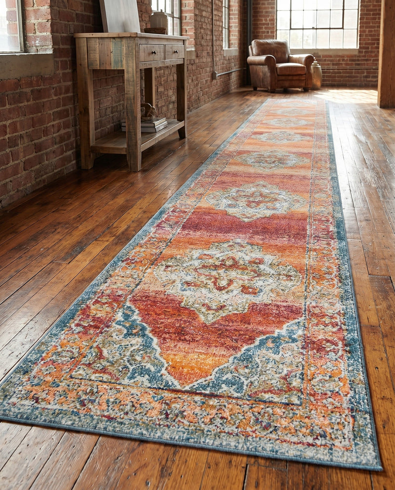 Savannah Soiree Collection Area Rug - Serengeti (Rust Red) Runner Rust Red  lifestyle 26