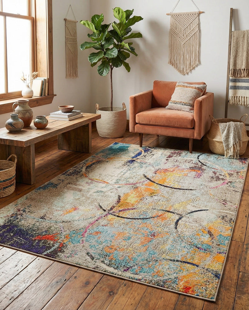 Chromatic Oasis Collection Area Rug -  Fresco Rectangle Multi  lifestyle 9