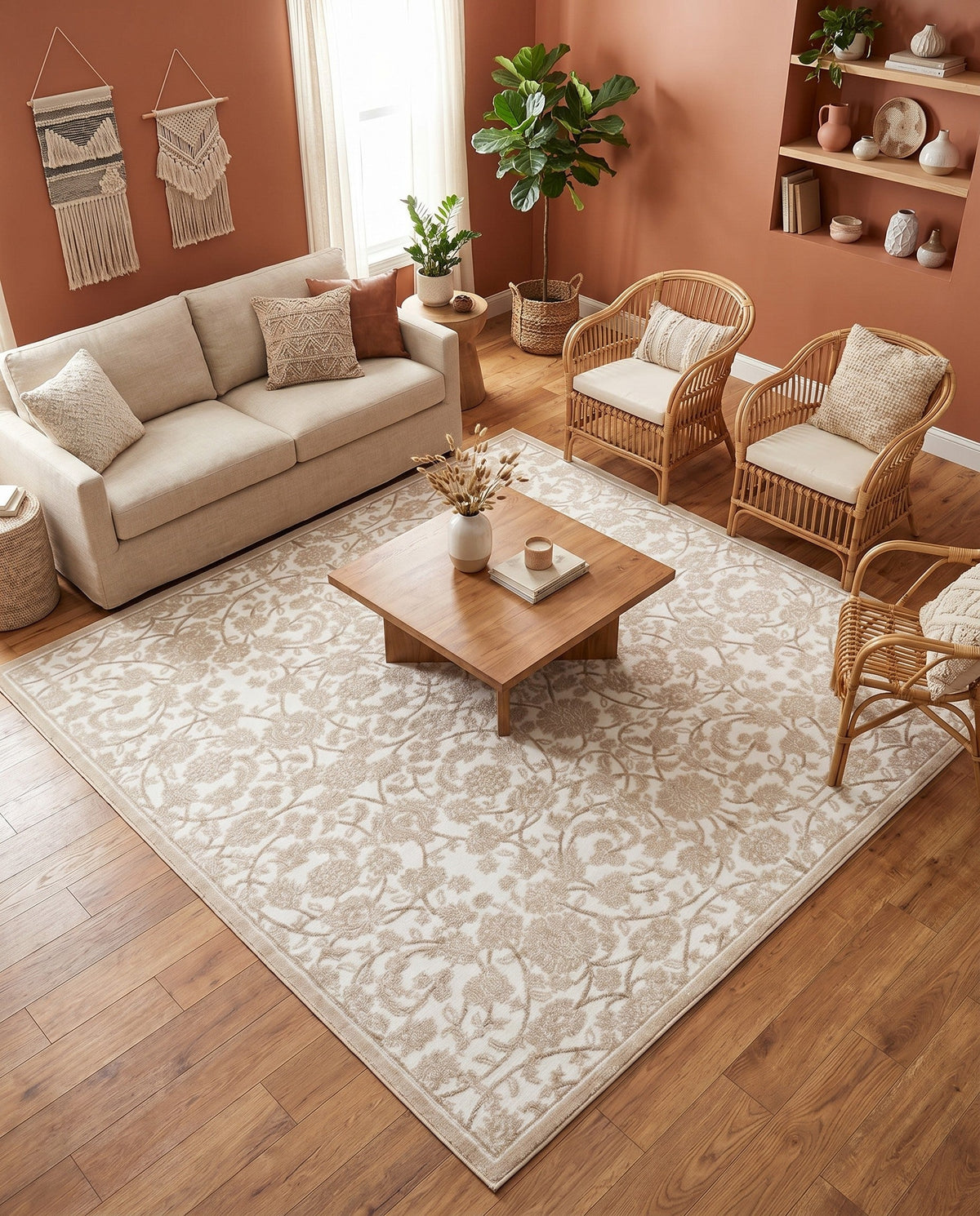 Andes Summit Collection Area Rug -  Chimborazo Square Snow White  lifestyle 74