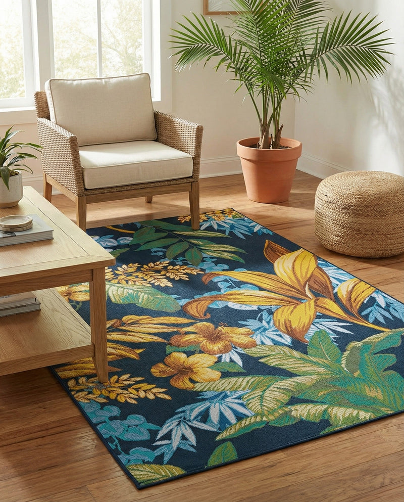 Seaside Blooms Collection Area Rug -  Grove Rectangle Multi  lifestyle 5