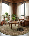 Jaipur Elegance Collection Area Rug -  Nahargarh (Green) Round Green  lifestyle 36
