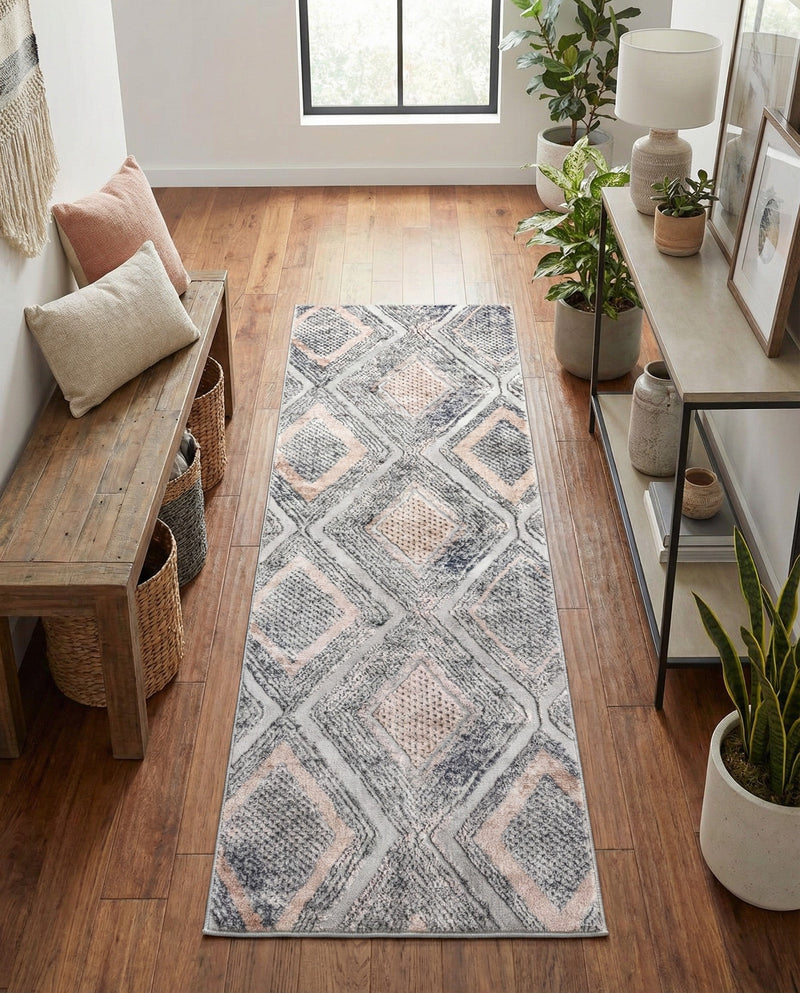 Aegean Elegance Collection Area Rug -  Rhodes Runner Gray Cream  lifestyle 79