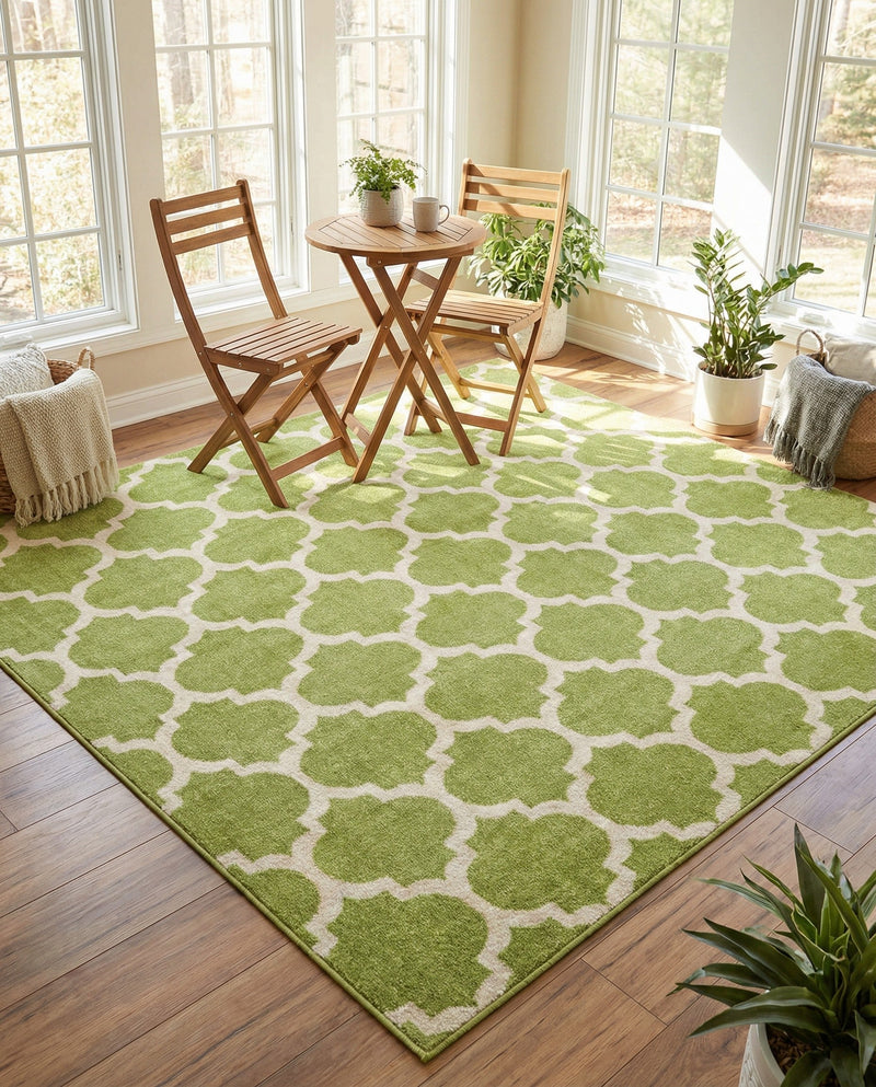 Lattice Gardens Collection Area Rug -  Bloomfield (Light Green) Square Light Green  lifestyle 58