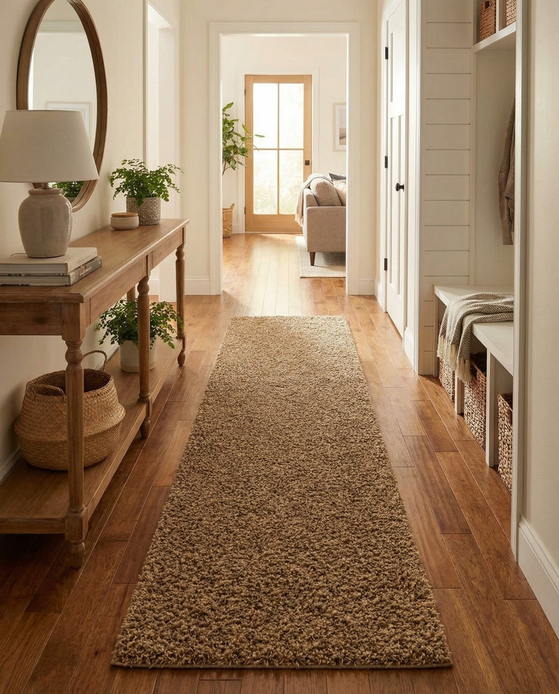 Plush Oasis Collection Area Rug - Serenity (Sandy Brown) Runner Sandy Brown  lifestyle 72