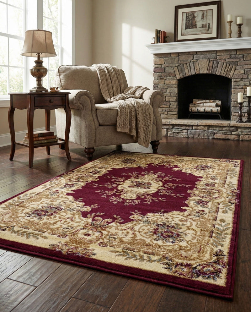 Versailles Elegance Collection Area Rug -  Vincennes Rectangle Red  lifestyle 43