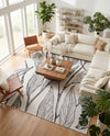 Seaside Blooms Collection Area Rug -  Evergreen (Charcoal Ivory) Square Charcoal Ivory  lifestyle 43