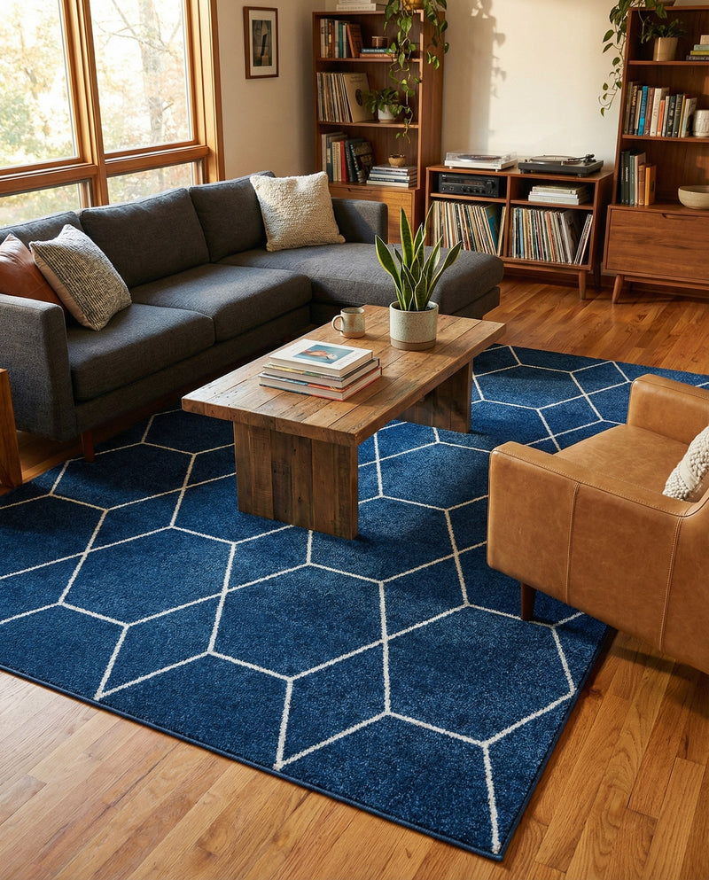 Trellis Mosaic Collection Area Rug - Arborville (Navy Blue) Rectangle Navy Blue  lifestyle 14