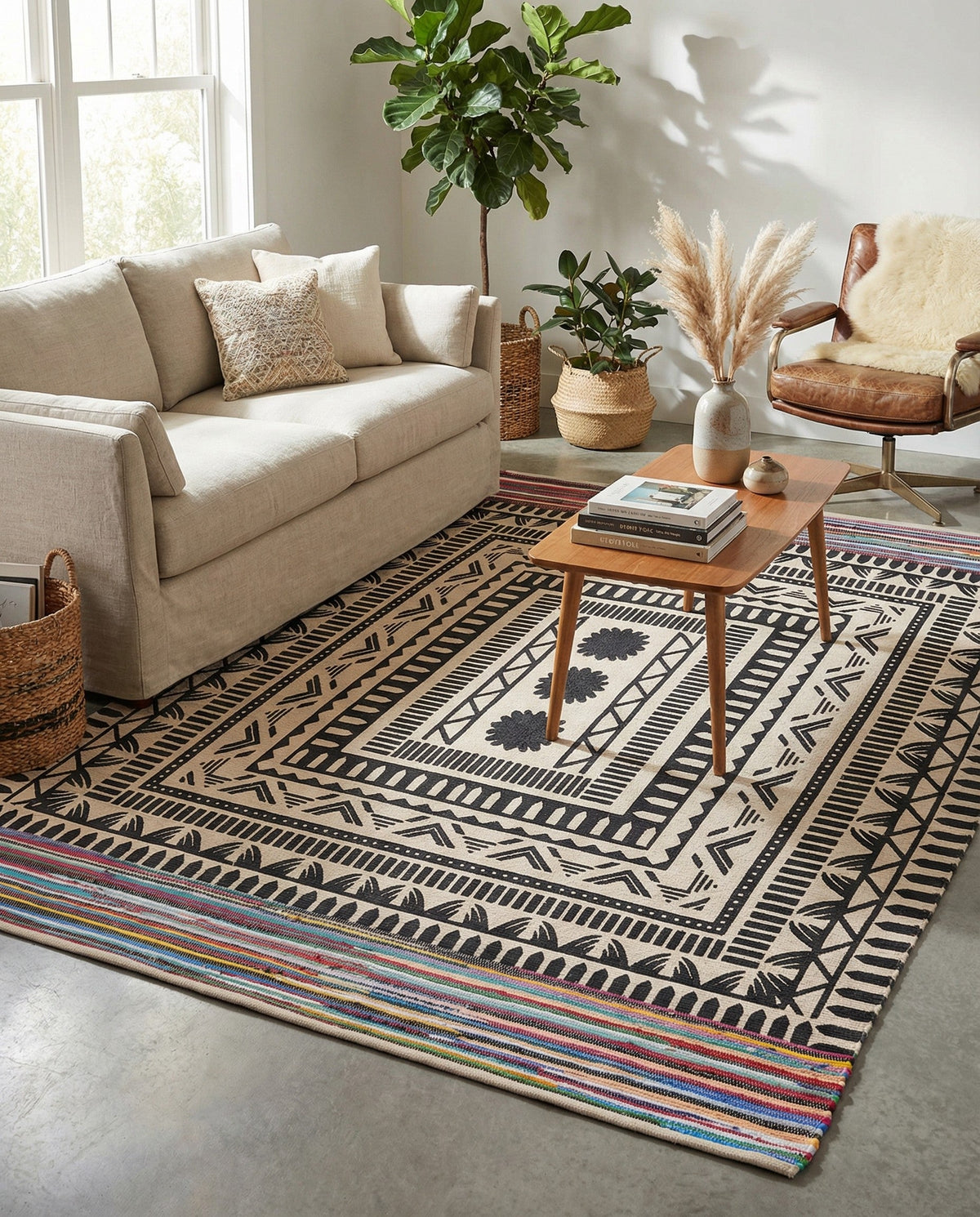 Thar Cotton Collection Area Rug -  Kovalam Rectangle Multi  lifestyle 6