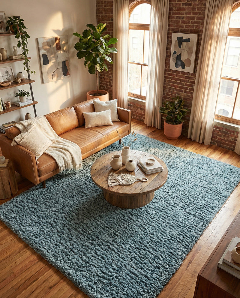 Eternal Plush Oasis Collection Area Rug -  Tranquility (Slate Blue) Rectangle Slate Blue  lifestyle 23
