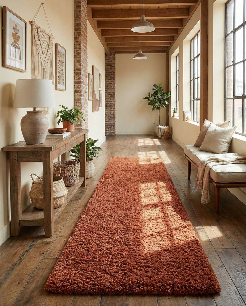 Plush Oasis Collection Area Rug - Serenity (Terracotta) Runner Terracotta  lifestyle 83