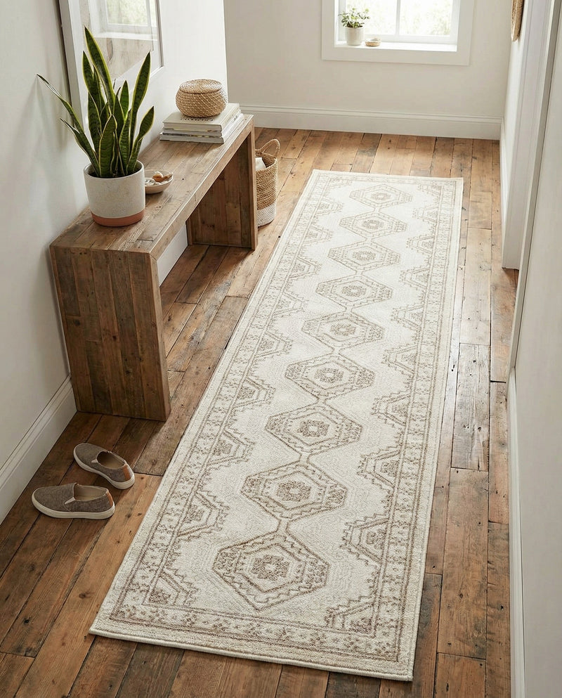 Savannah Elegance Collection Area Rug -  Tybee (Ivory) Runner Ivory  lifestyle 75