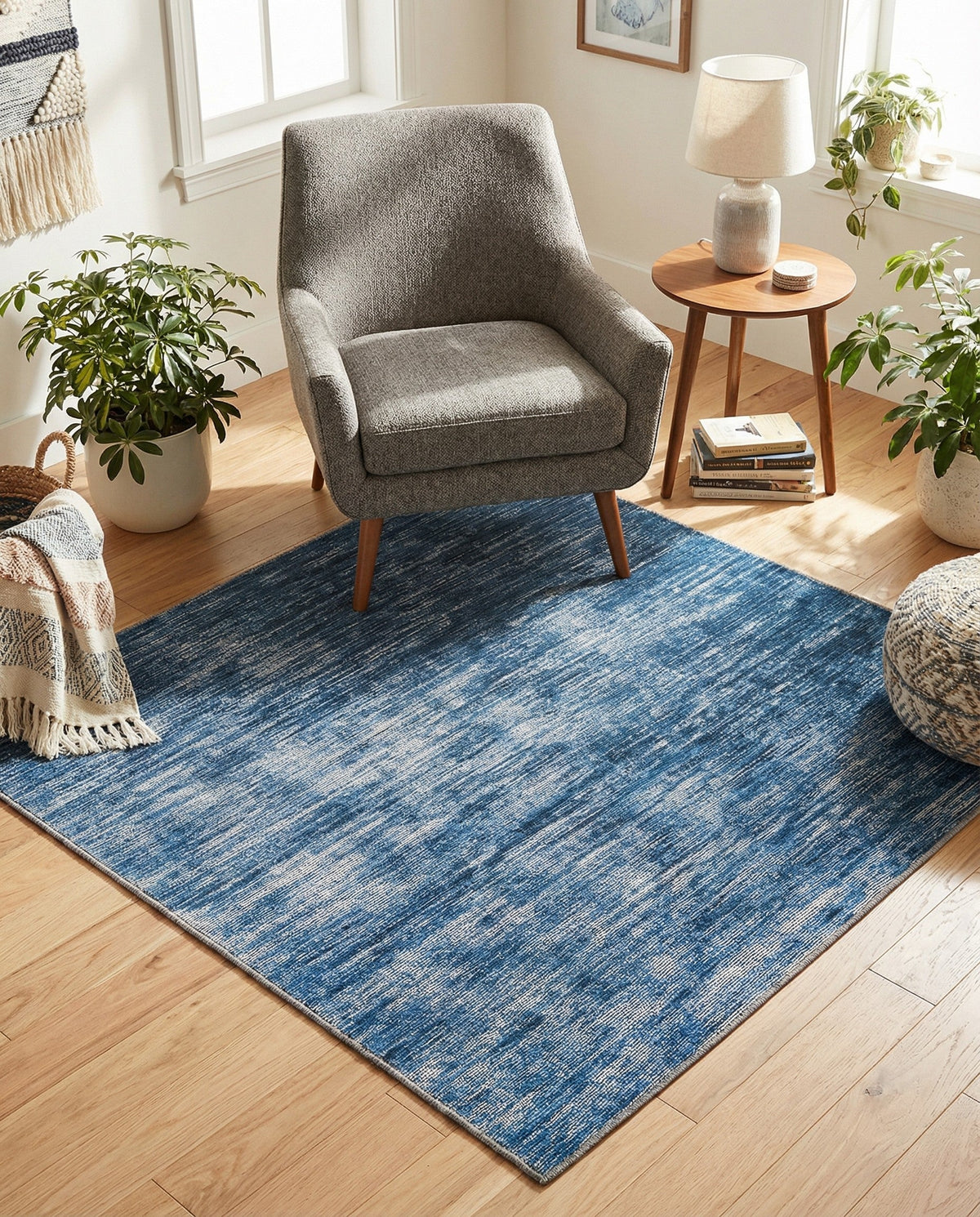 Sahara Essence Collection Area Rug - Oasis (Blue) Square Blue  lifestyle 94