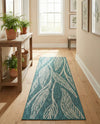 Seaside Blooms Collection Area Rug -  Evergreen (Teal) Runner Teal  lifestyle 43