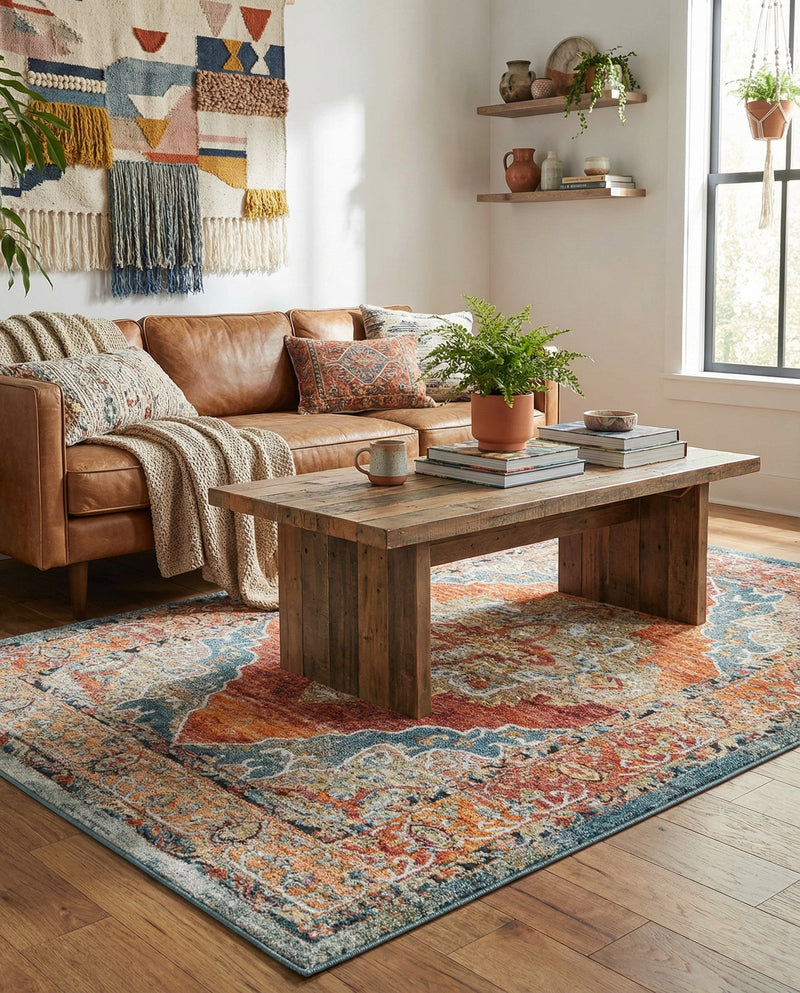 Savannah Soiree Collection Area Rug - Serengeti (Rust Red) Rectangle Rust Red  lifestyle 7