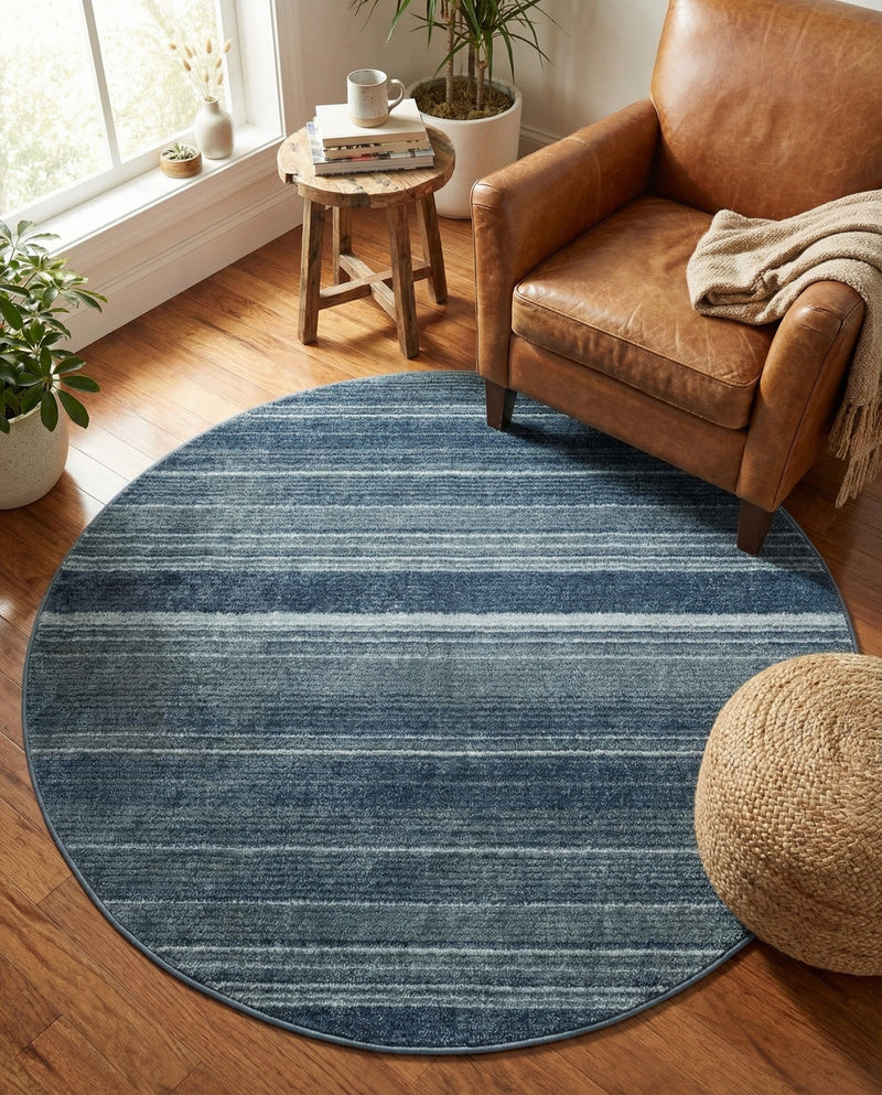 Jewel Oasis Collection Area Rug - Sapphire (Blue) Round Blue  lifestyle 73