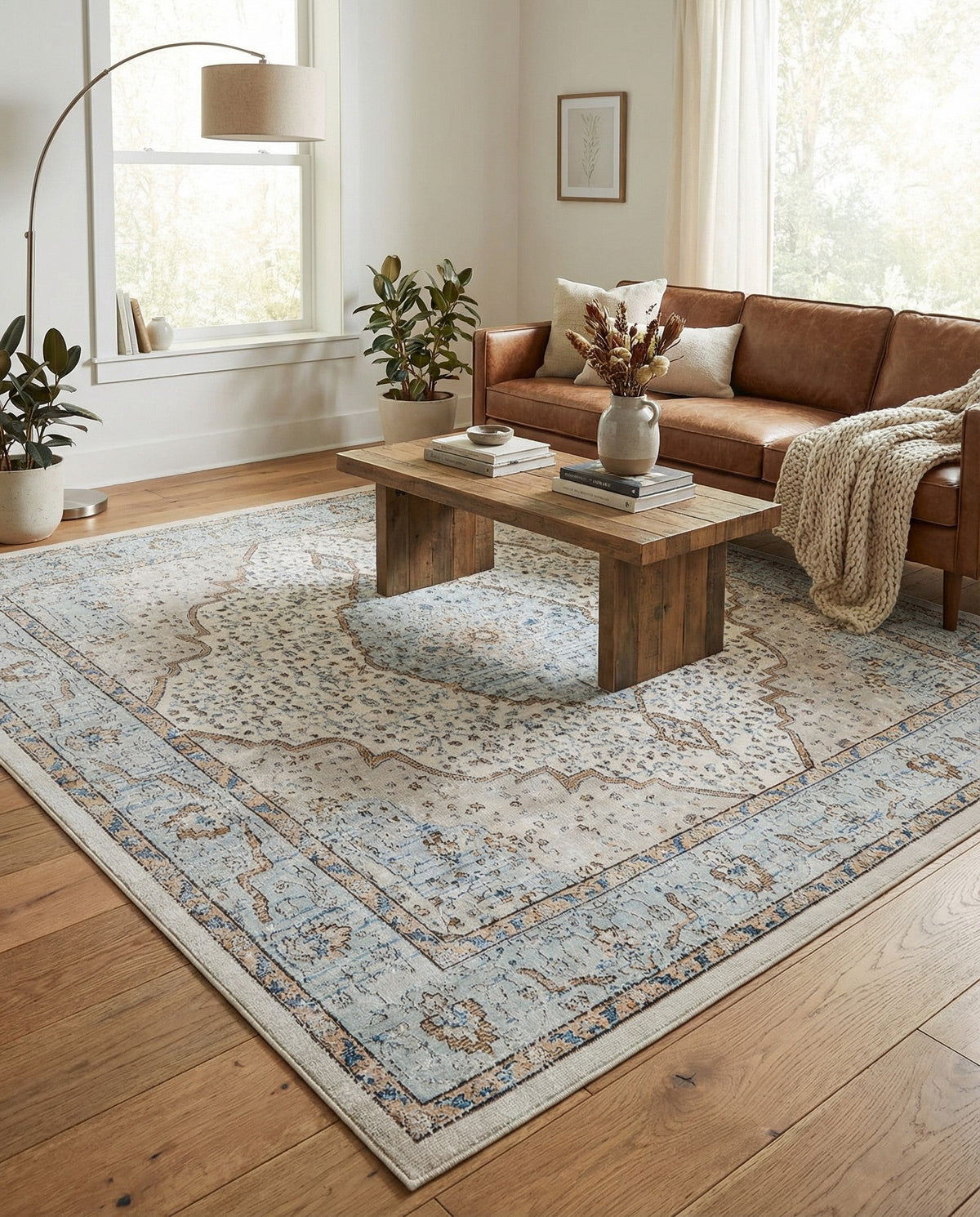 Mykonos Manor Collection Area Rug - Delos Square Blue  lifestyle 134