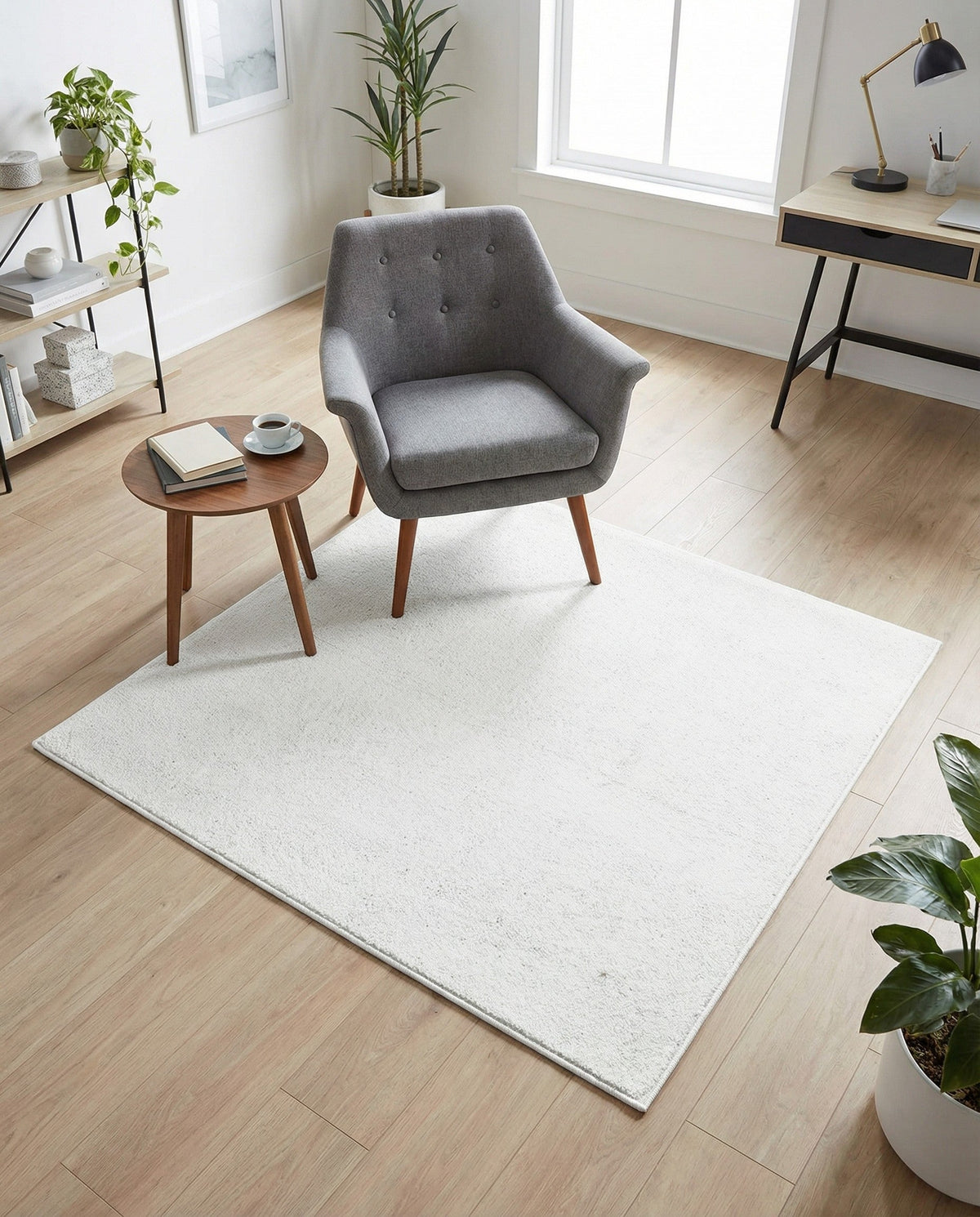 Solid Shag Seaside Collection Area Rug - Azure Cove (Snow White) Square Snow White  lifestyle 75