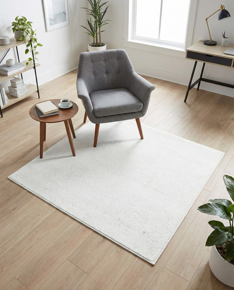 Solid Shag Seaside Collection Area Rug - Azure Cove (Snow White) Square Snow White  lifestyle 75