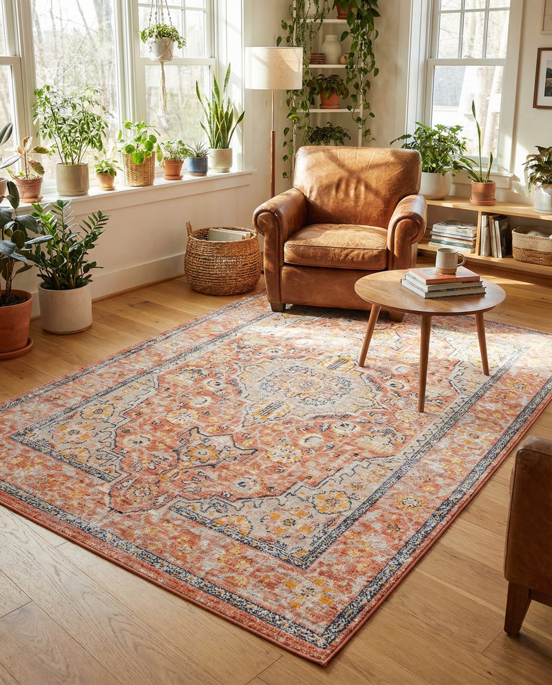 Seville Stripes Collection Area Rug - Cadiz (Brick Red) Rectangle Brick Red  lifestyle 11