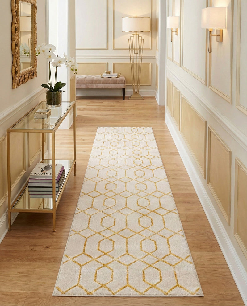 Hollywood Luxe Collection Area Rug - Sunset (White Gold) Runner White Gold  lifestyle 59