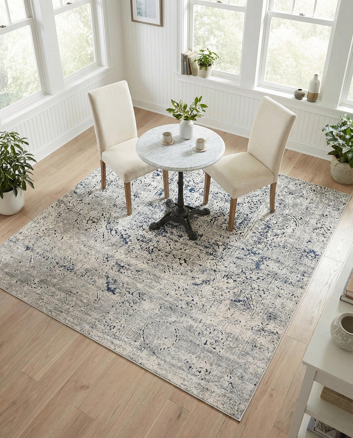Coastal Manor Collection Area Rug -  Wavecrest Square Gray  lifestyle 76