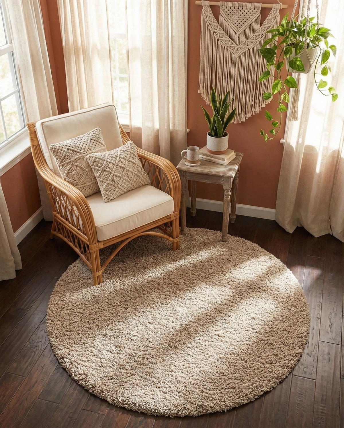 Alpine Plush Collection Area Rug -  Cortina (Linen) Round Linen  lifestyle 82