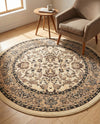 Isfahan Elegance Collection Area Rug - Naghsh-e Jahan (Ivory) Round Ivory  lifestyle 47
